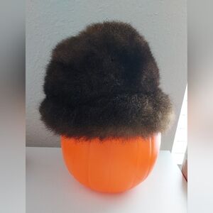 Adolfo II Vintage Faux Fur Brown Hat NY Paris Fur Hat Prop Film Pillbox MCM